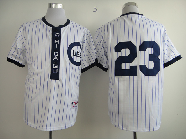 Men Chicago Cubs 23 Sandberg White Throwback 1909 MLB Jerseys